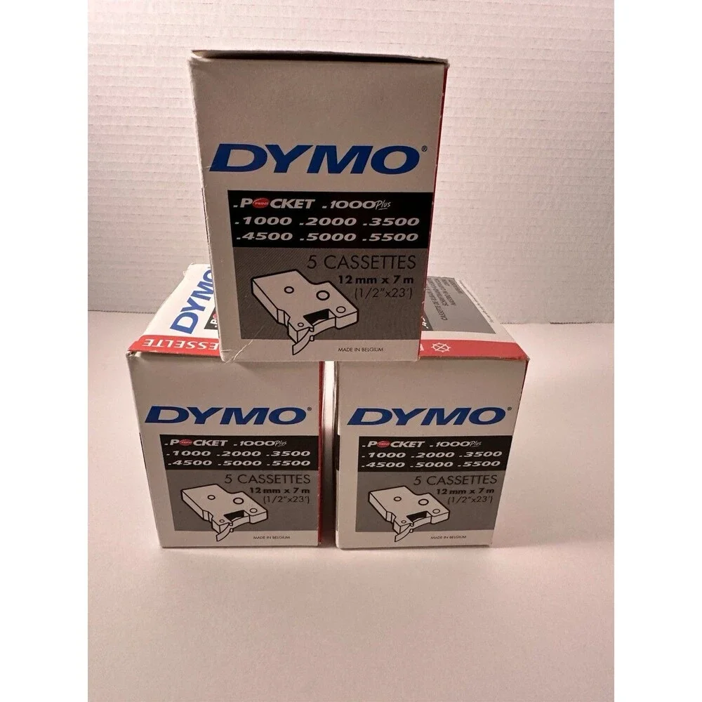 Dymo Tape Cassette Black Clear 12mm .5” x 23’ Lot Of 14